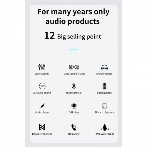 Акустика xdobo X5 IPX6 |BT5.0, DSP, 30W, TWS, AUX/TF/USB, 8h Max|