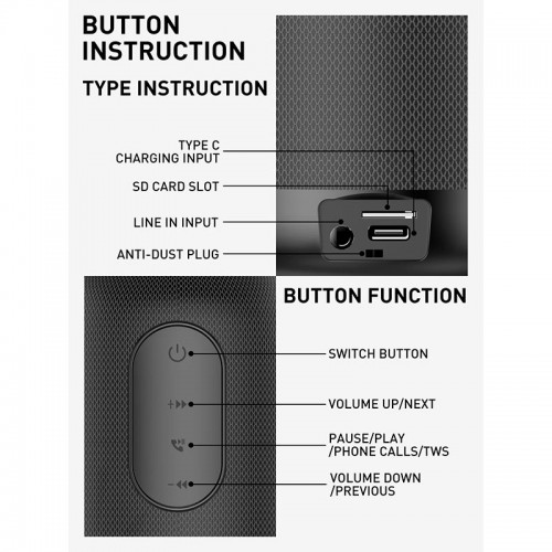 Акустика Ldnio Bass Boost BTS12 |BT5.0, TWS, AUX/SD, 4h| black