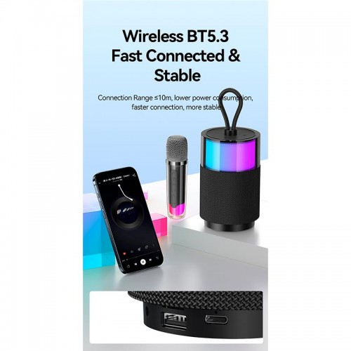 Акустика-караоке USAMS Wireless Speaker with Microphone US-YX013 |BT5.3, AUX/USB/TF| black