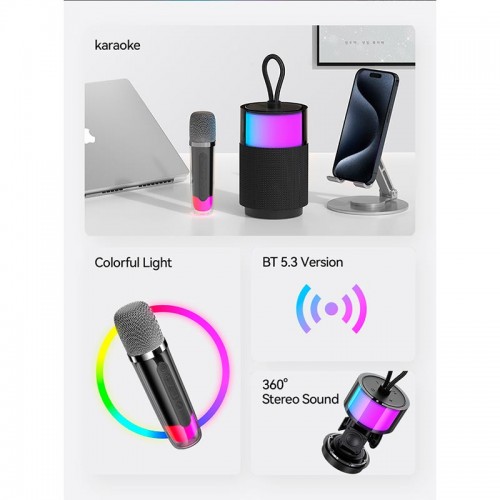 Акустика-караоке USAMS Wireless Speaker with Microphone US-YX013 |BT5.3, AUX/USB/TF| black