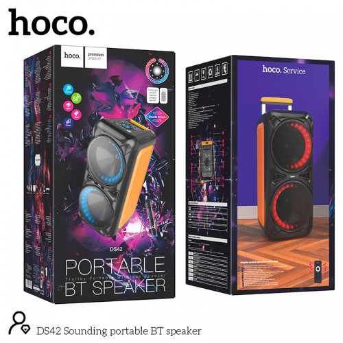 Акустика-караоке Hoco Sounding BT speaker DS42 |BT5.0, TWS, AUX/USB/TF/FM, 30W| black