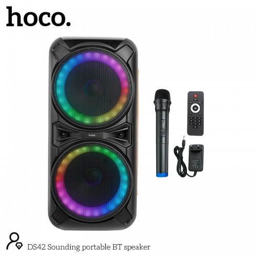Акустика-караоке Hoco Sounding BT speaker DS42 |BT5.0, TWS, AUX/USB/TF/FM, 30W| black