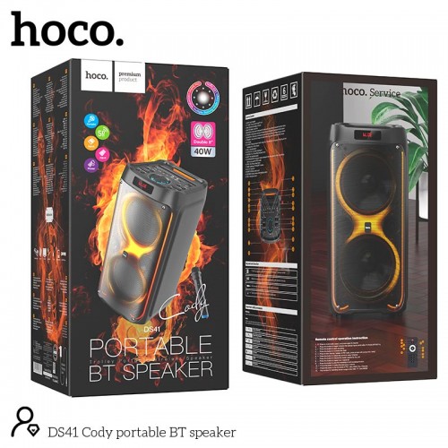 Акустика-караоке Hoco Cody Portable BT speaker DS41 |BT5.0, TWS, AUX/USB/TF/FM, 40W|