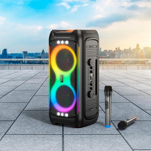 Акустика-караоке HOCO Kayman dual-mic outdoor BT speaker HA9 |BT5.4, 40W, TWS/USB/TF, 8h| black