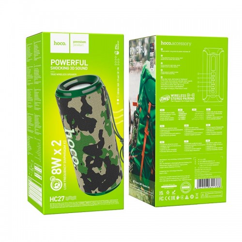 Акустика HOCO soundful sports BT speaker HC27 IPX4 |8Wx2, TWS/USB/TF/FM| camouflage