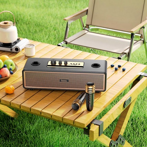 Акустика-караоке HOCO Graceful wireless dual-mic BT speaker bs63 |BT5.4, TWS/USB/AUX/TF, 25W| Milky white