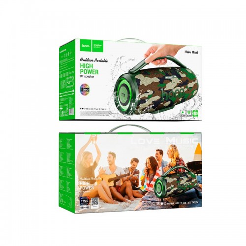 Акустика Hoco Surge outdoor BT speaker HA4 mini |BT5.4, TF/USB/AUX/FM/TWS, 15W*2, 4h| black