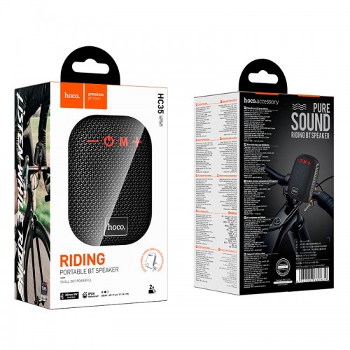 Акустика HOCO Fun outdoor riding BT speaker HC35 ipx4 |5W, BT5.4, USB/AUX/FM/TWS, 2h| black