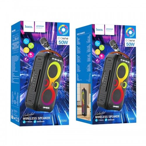 Акустика HOCO Magnificent BT speaker DS50 |BT5.3, FM/USB/AUX/TF, 50W, 7h| black