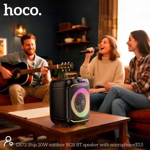 Акустика HOCO Ship outdoor RGB BT speaker with microphone DS72 |BT5.0, FM/USB/AUX/TF, 20W, 2-3h| black