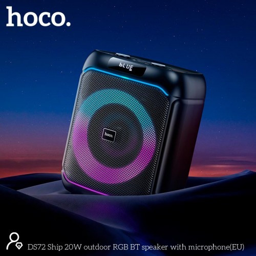 Акустика HOCO Ship outdoor RGB BT speaker with microphone DS72 |BT5.0, FM/USB/AUX/TF, 20W, 2-3h| black