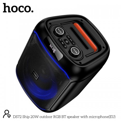 Акустика HOCO Ship outdoor RGB BT speaker with microphone DS72 |BT5.0, FM/USB/AUX/TF, 20W, 2-3h| black