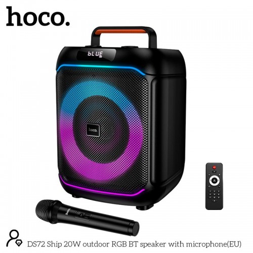 Акустика HOCO Ship outdoor RGB BT speaker with microphone DS72 |BT5.0, FM/USB/AUX/TF, 20W, 2-3h| black