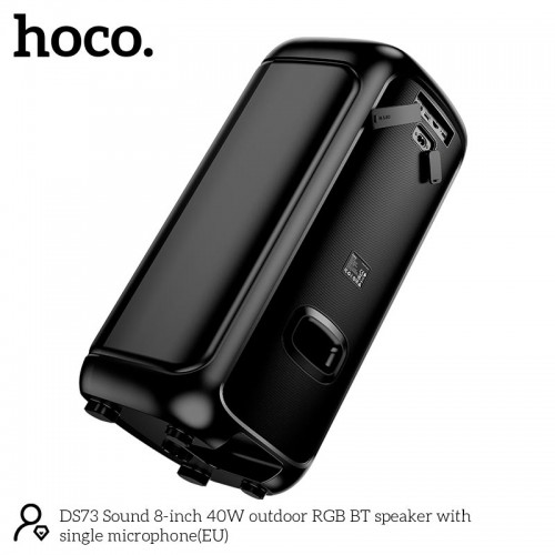 Акустика HOCO Sound outdoor RGB BT speaker with single microphone DS73 |BT5.0, FM/USB/AUX/TF, 40W, 2-3h| black