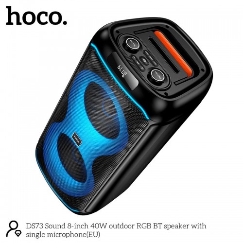 Акустика HOCO Sound outdoor RGB BT speaker with single microphone DS73 |BT5.0, FM/USB/AUX/TF, 40W, 2-3h| black
