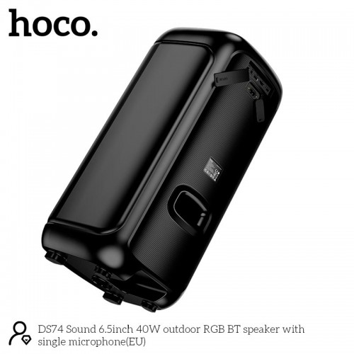 Акустика HOCO Sound outdoor RGB BT speaker with single microphone DS74 |BT5.0, FM/USB/AUX/TF, 40W, 2-3h| black