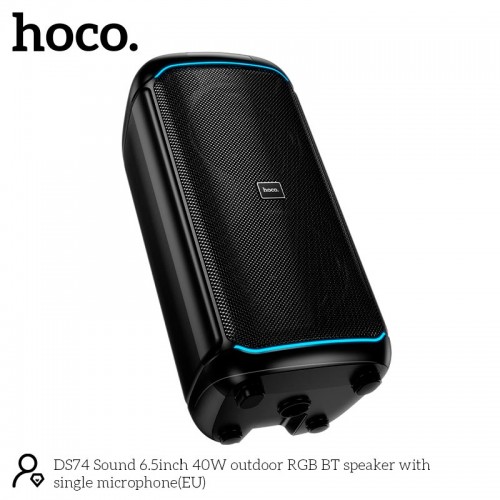 Акустика HOCO Sound outdoor RGB BT speaker with single microphone DS74 |BT5.0, FM/USB/AUX/TF, 40W, 2-3h| black