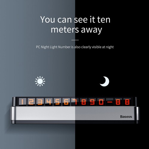 Візитка BASEUS на панель автомобіля Moonlight (ACNUM-B0G) grey