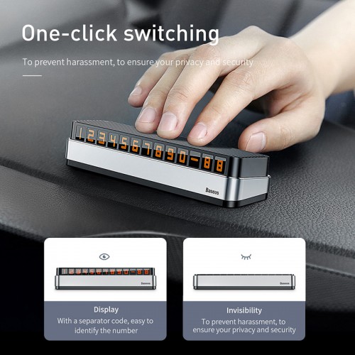 Візитка BASEUS на панель автомобіля Moonlight (ACNUM-B0G) grey