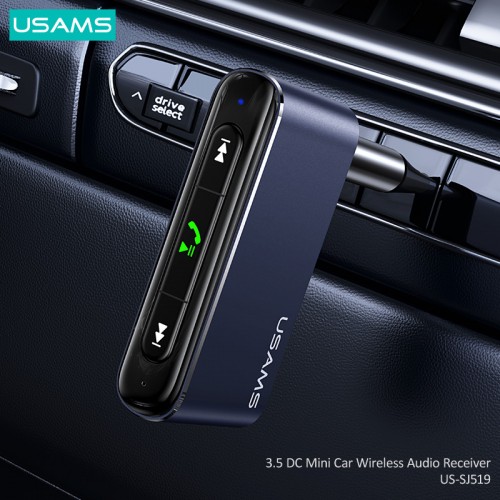 Аудиоадаптер универсальный USAMS 3.5DC Mini Car Wireless Audio Receiver US-SJ519 |BT5.0, Mic, 6Hours|