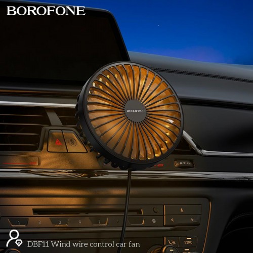 Вентилятор в авто BOROFONE Wind wire control car fan DBF11 |3 Speed, LED| black