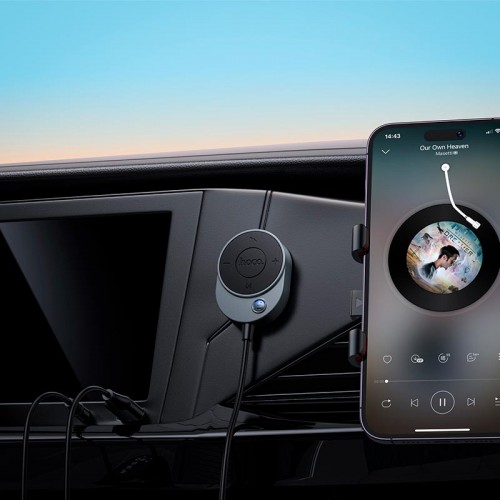 Аудіоадаптер універсальний HOCO Path car AUX BT receiver with cable E150 |BT5.4, 1.5m| grey