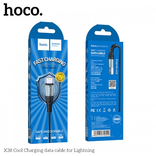 Кабель HOCO Lightning Cool X38 |1m, 2.4A|