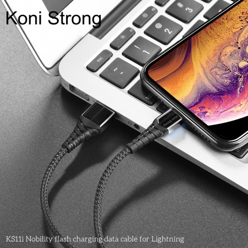 Кабель Lightning Koni Strong nobility flash charging KS11i |1.2m, 2.4A| black