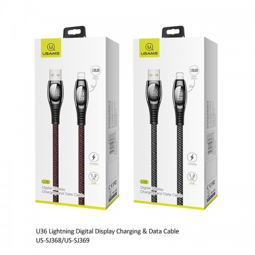 Кабель Usams Lightning Digital Display US-SJ368 U36 |1.2M, 2A| black
