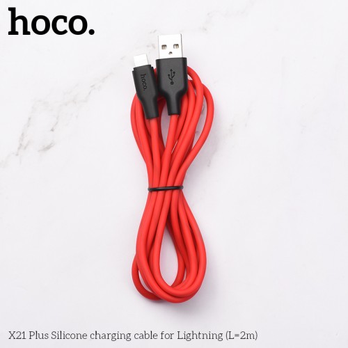 Кабель Hoco Lightning Silicone X21 Plus |2M, 2.4A| black-white