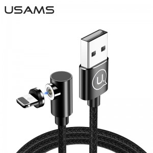 Кабель USAMS Магнітний Lightning Right-angle Magnetic Charging Cable U54 US-SJ444 |1m, 2A| black