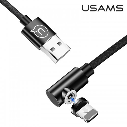 Кабель USAMS Магнітний Lightning Right-angle Magnetic Charging Cable U54 US-SJ444 |1m, 2A| black