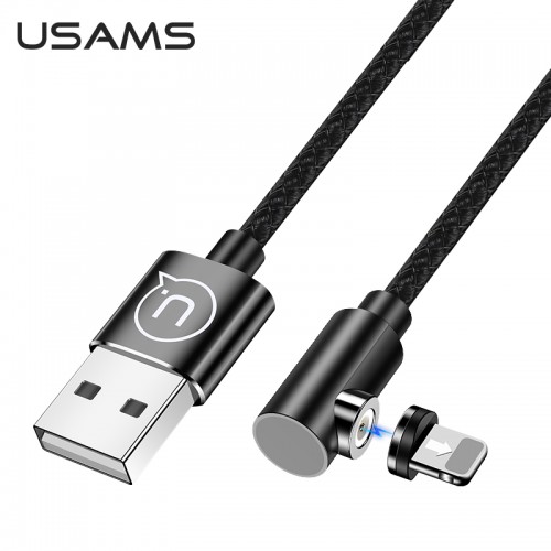 Кабель USAMS Магнітний Lightning Right-angle Magnetic Charging Cable U54 US-SJ444 |1m, 2A| black