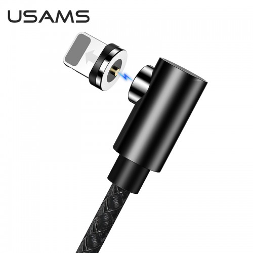 Кабель USAMS Магнітний Lightning Right-angle Magnetic Charging Cable U54 US-SJ444 |1m, 2A| black