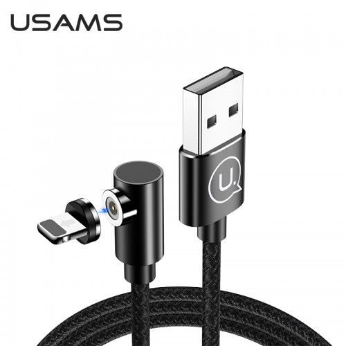 Кабель USAMS Магнітний Lightning Right-angle Magnetic Charging Cable U54 US-SJ444 |1m, 2A| black