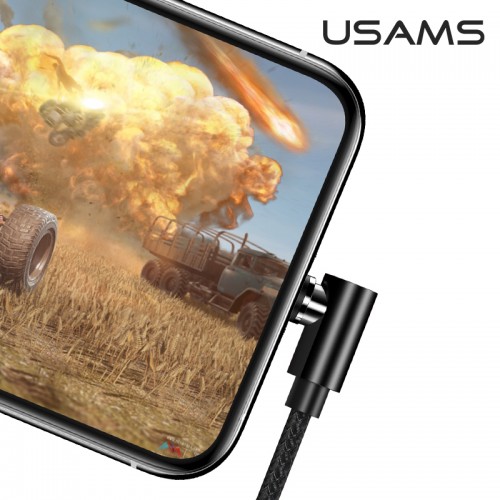 Кабель USAMS Магнітний Lightning Right-angle Magnetic Charging Cable U54 US-SJ444 |1m, 2A| black