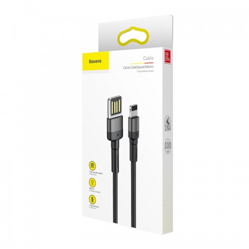 Кабель BASEUS Lightning Cafule (special edition)|1m, 2.4A| (CALKLF-G91) black-grey