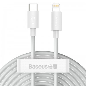 Кабель Baseus Type-C to Lightning Simple wisdom Data Cable Kit |1.2m, 20W, PD| (2PCS-Set) white