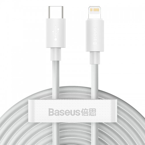Кабель Baseus Type-C to Lightning Simple wisdom Data Cable Kit |1.2m, 20W, PD| (2PCS-Set) white