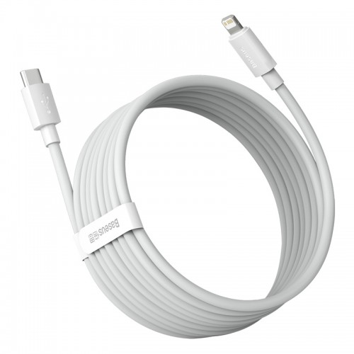 Кабель Baseus Type-C to Lightning Simple wisdom Data Cable Kit |1.2m, 20W, PD| (2PCS-Set) white