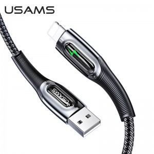 Кабель Usams Lightning Smart Power Off Cable Raydan Series US-SJ470 |2m, 2.4A| black