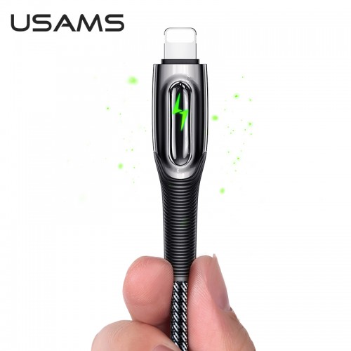 Кабель Usams Lightning Smart Power Off Cable Raydan Series US-SJ470 |2m, 2.4A| black