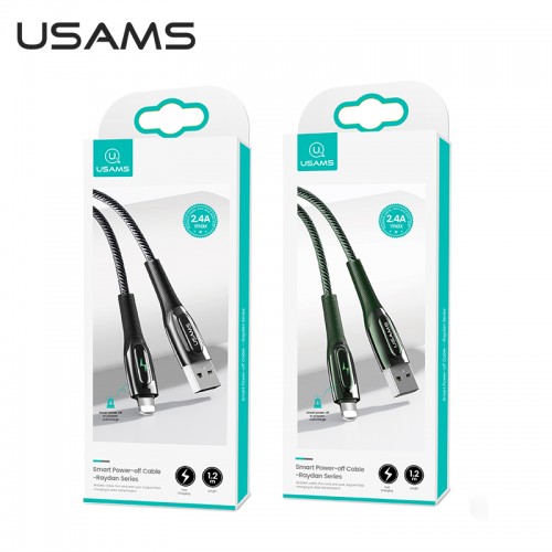 Кабель Usams Lightning Smart Power Off Cable Raydan Series US-SJ470 |2m, 2.4A| black