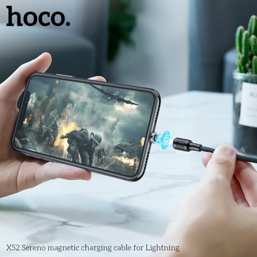 Кабель Hoco Lightning Магнітний Sereno magnetic charging cable X52 |1.2m, 2.4A| black