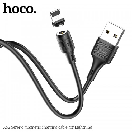 Кабель Hoco Lightning Магнітний Sereno magnetic charging cable X52 |1.2m, 2.4A| black