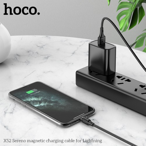 Кабель Hoco Lightning Магнітний Sereno magnetic charging cable X52 |1.2m, 2.4A| black