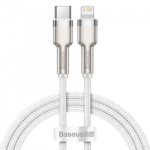 Кабель BASEUS Type-C to Lightning Cafule Series Metal Data Cable |1M, 20W, PD| (CATLJK-A05) white