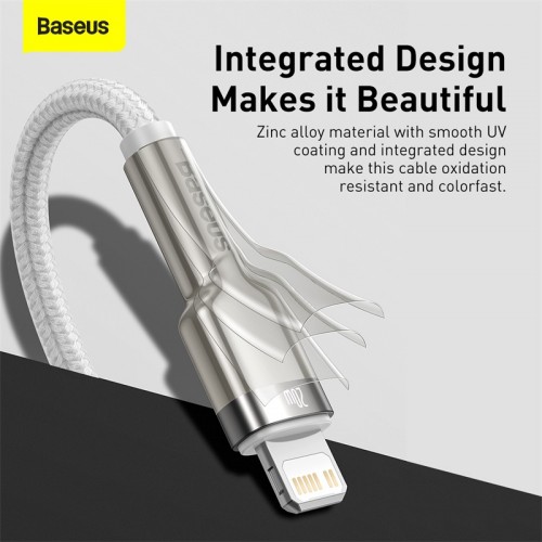 Кабель BASEUS Type-C to Lightning Cafule Series Metal Data Cable |2M, 20W, PD| (CATLJK-B02) white