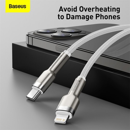 Кабель BASEUS Type-C to Lightning Cafule Series Metal Data Cable |2M, 20W, PD| (CATLJK-B02) white