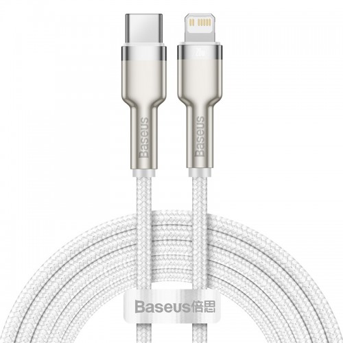 Кабель BASEUS Type-C to Lightning Cafule Series Metal Data Cable |2M, 20W, PD| (CATLJK-B02) white